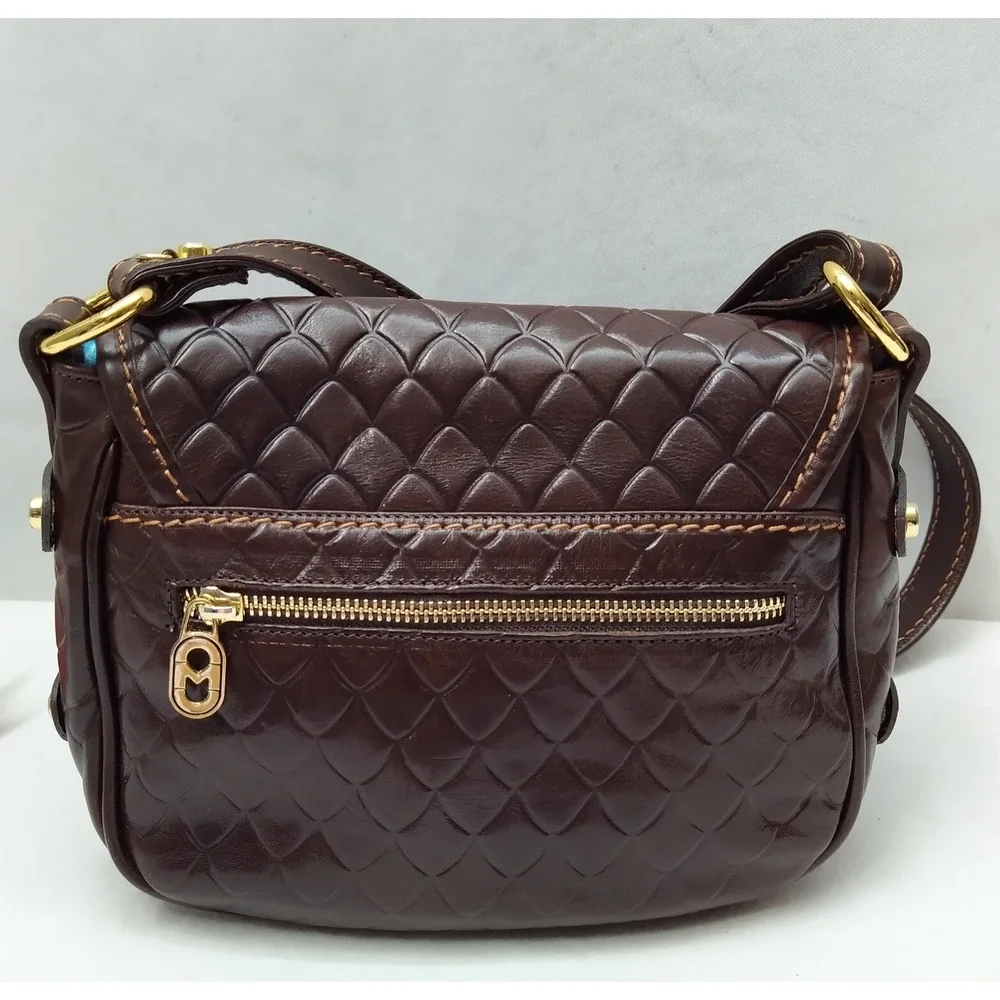 Marino Orlandi Brown Leather Turnlock Flap Closure Crossbody Bag - Picture 2 of 16